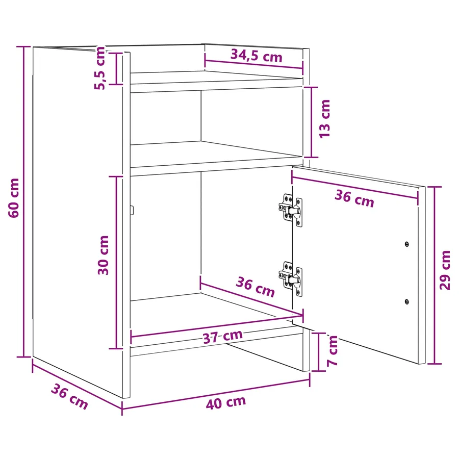Tables de chevet Chêne artisanal 40 x 36 x 60 cm - 11