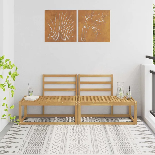 Canapé d'extérieur en bout 2 Pièce Blanc 182,5 x 63 x 73 cm