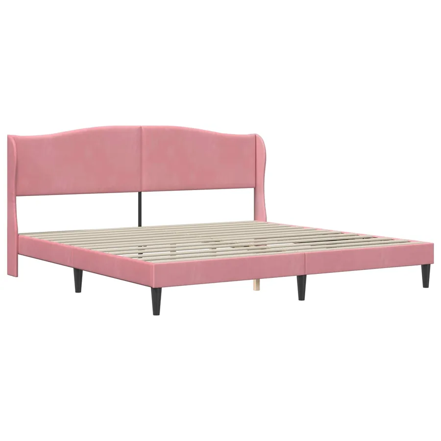 Cadre de lit avec tête de lit Rose 180 x 200 cm Velours - 3
