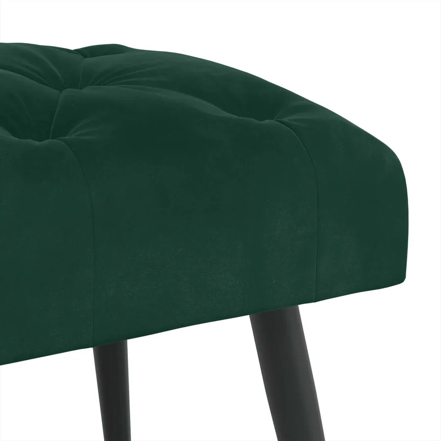 Banc avec capitonnage bouton Vert foncé 60 x 40 x 45 cm Velours - 6