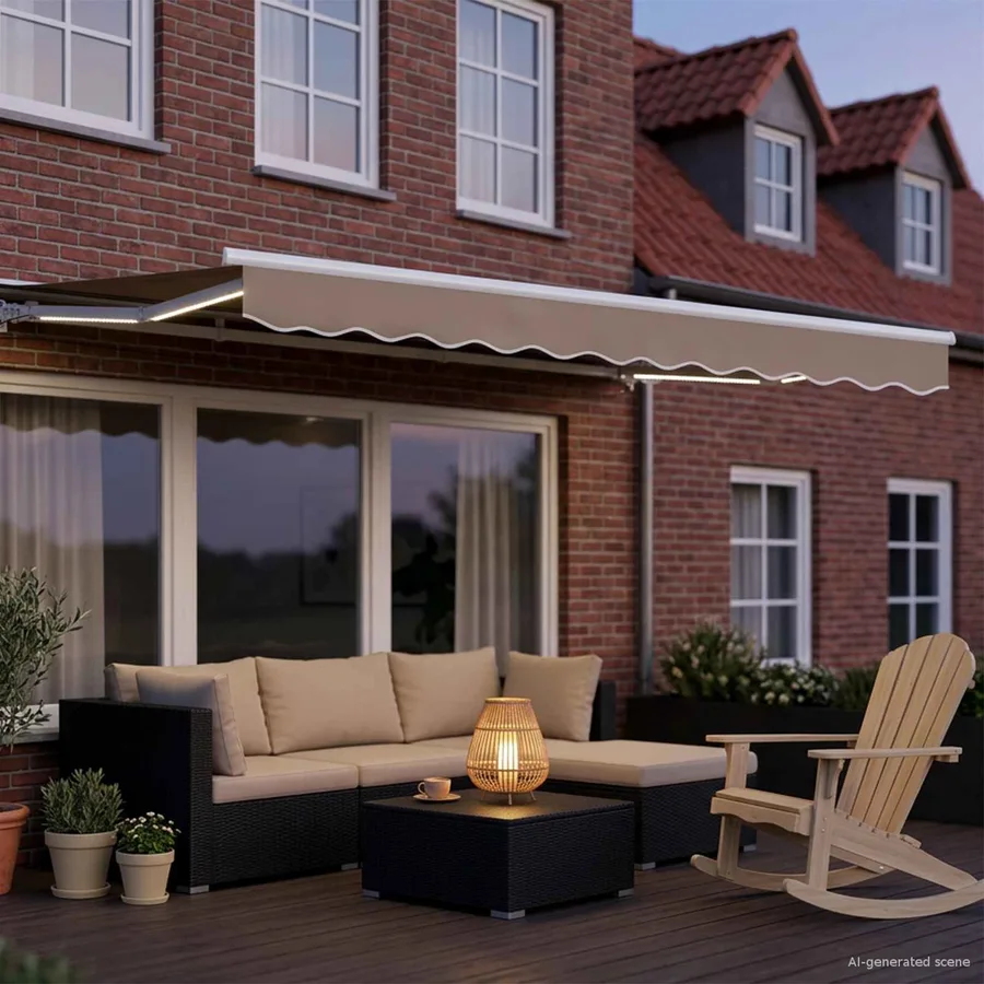 Auvent rétractable électrique Beige et blanc 3,5 x 2 m - 3