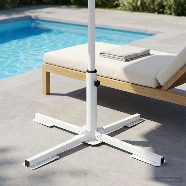 Support de parasol Blanc Acier