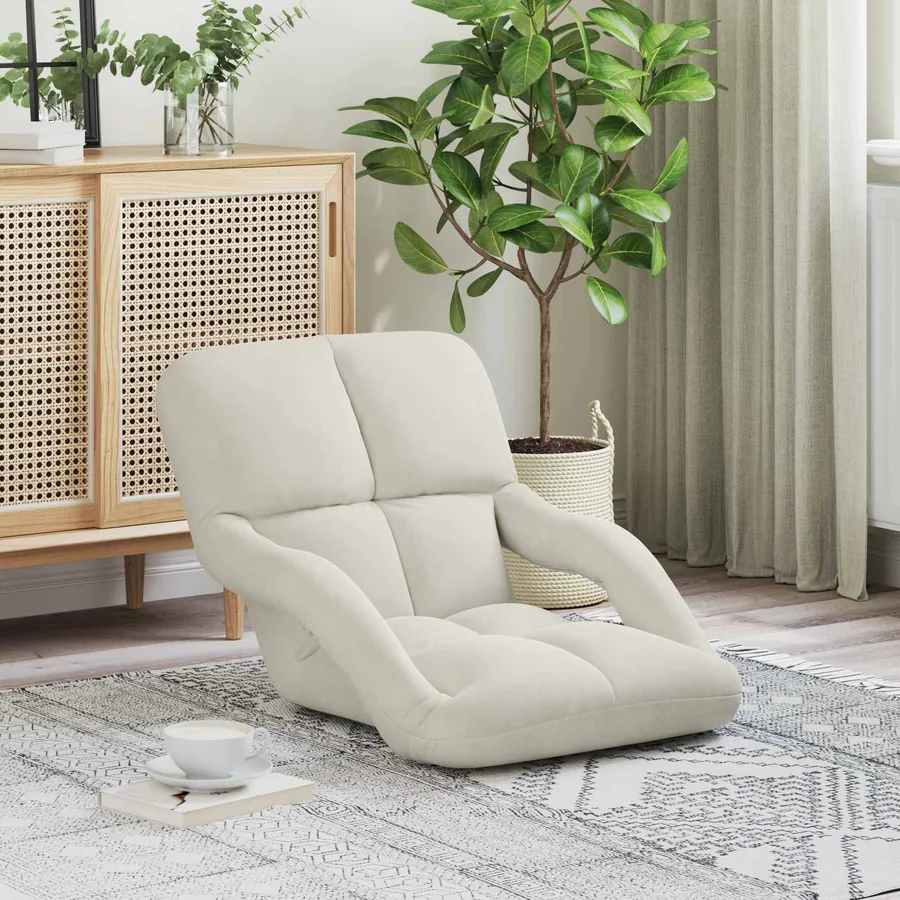 Fauteuil de sol ajustable Crème Velours