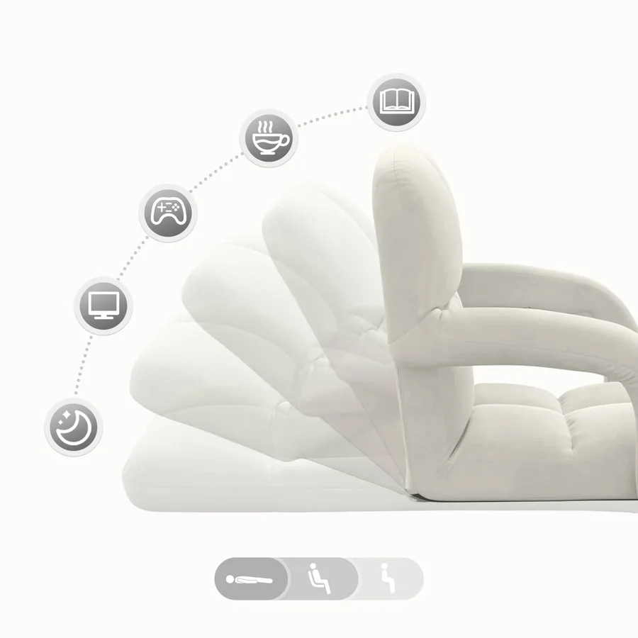 Fauteuil de sol ajustable Crème Velours - 9