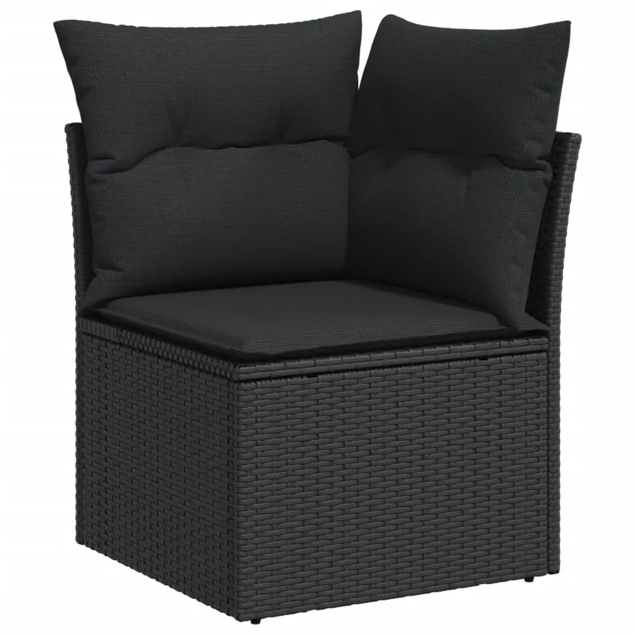 Salon de jardin 6 pcs avec coussins noir résine tressée - 4