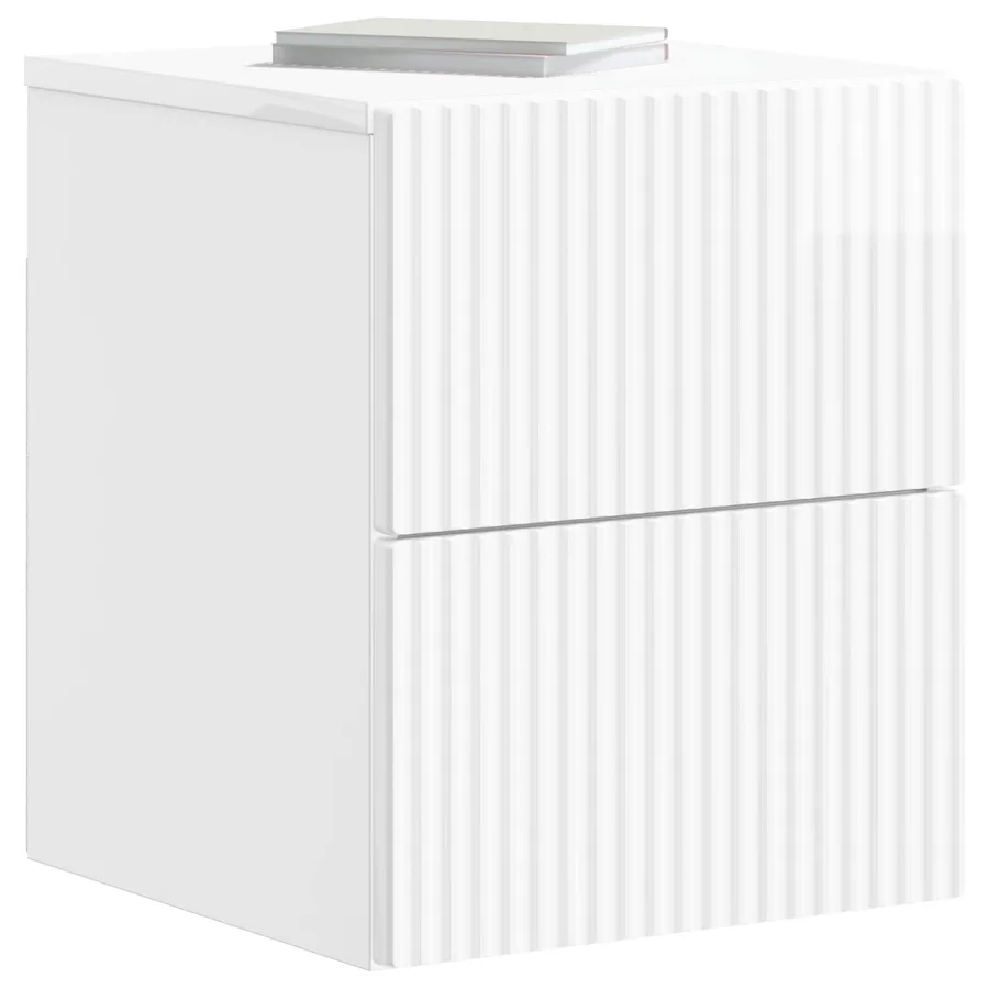 Cabinet de chevet mural 2 pcs Blanc brillant 33 x 34,5 x 40 cm - 3