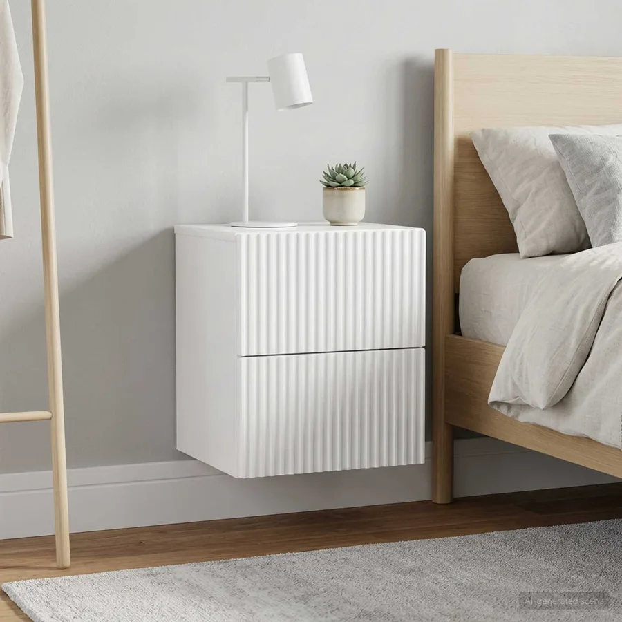 Cabinet de chevet mural 2 pcs Blanc brillant 33 x 34,5 x 40 cm - 4