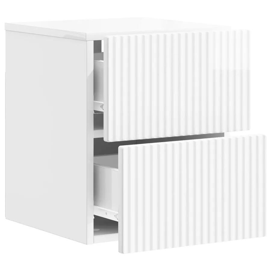 Cabinet de chevet mural 2 pcs Blanc brillant 33 x 34,5 x 40 cm - 6
