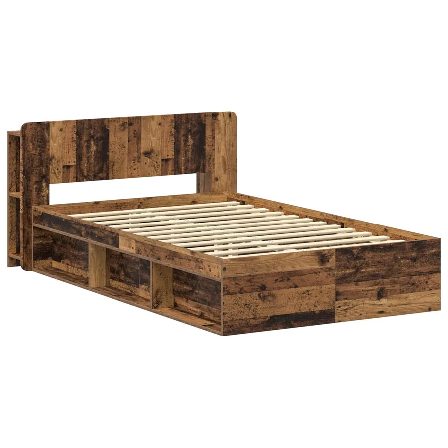 Cadre de lit avec rangement Bois ancien 120 x 190 cm - 3