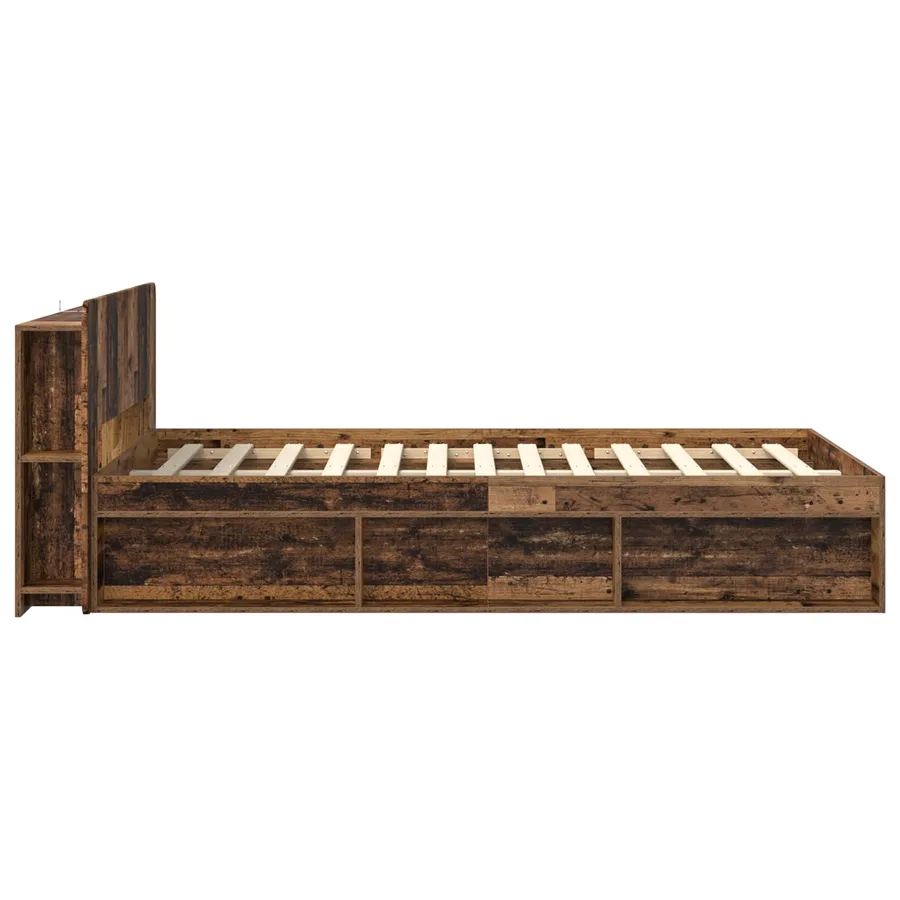 Cadre de lit avec rangement Bois ancien 120 x 190 cm - 4