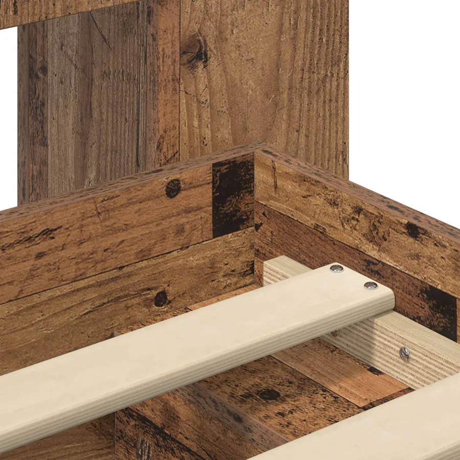 Cadre de lit avec rangement Bois ancien 120 x 190 cm - 7