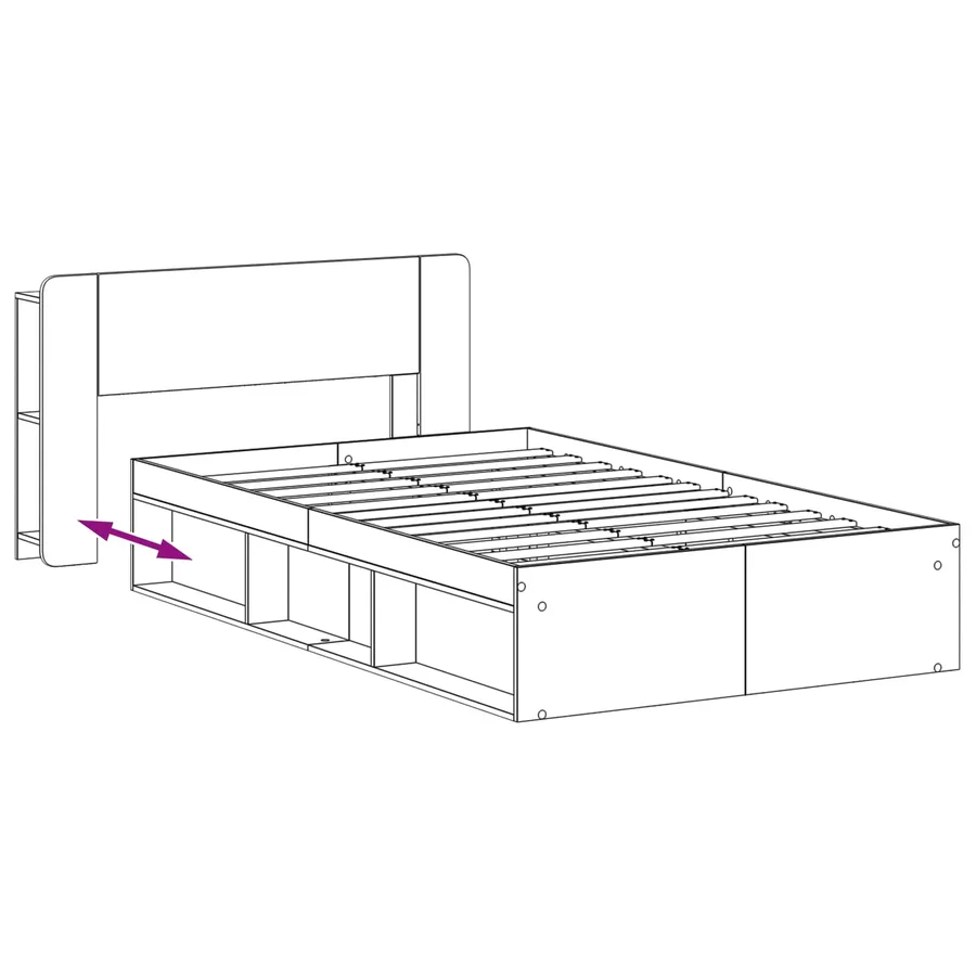 Cadre de lit avec rangement Bois ancien 120 x 190 cm - 8