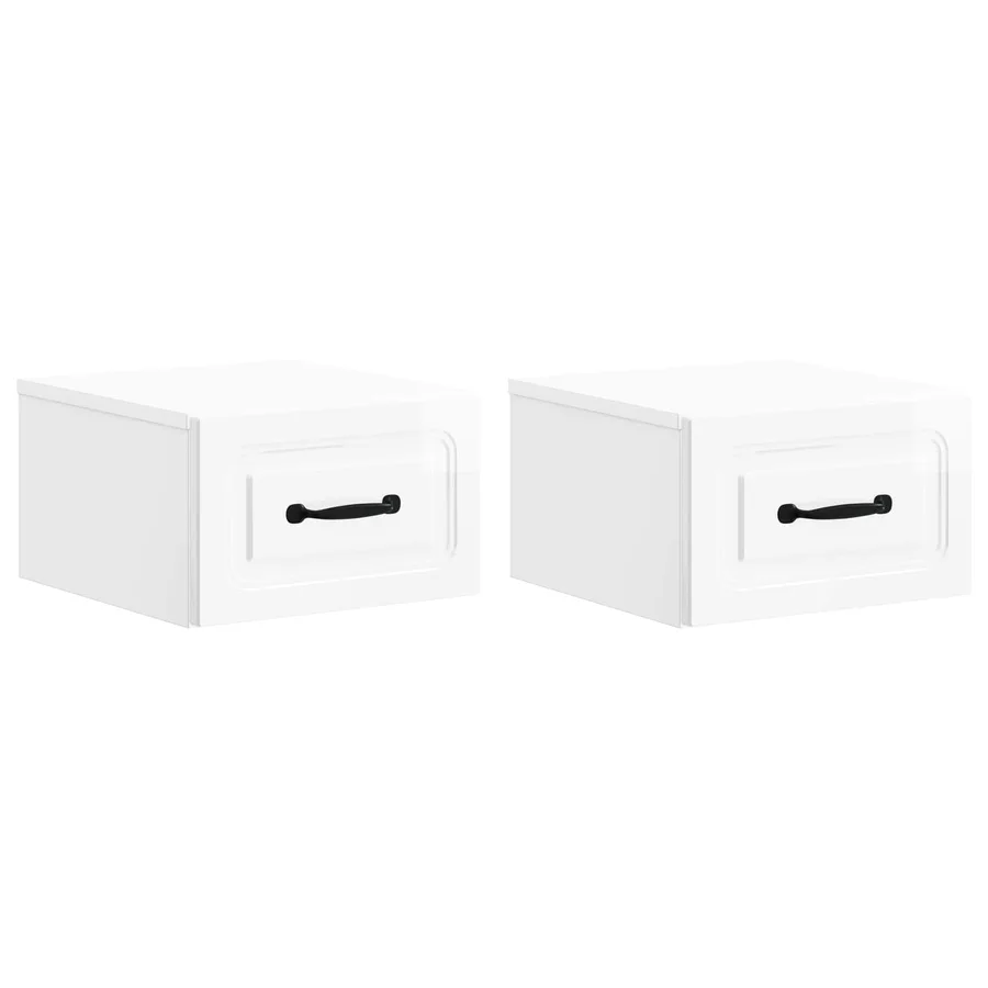 Cabinet de chevet mural 2 pcs Blanc brillant 34,5 x 33 x 20 cm - 2