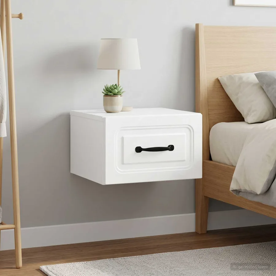 Cabinet de chevet mural 2 pcs Blanc brillant 34,5 x 33 x 20 cm - 4