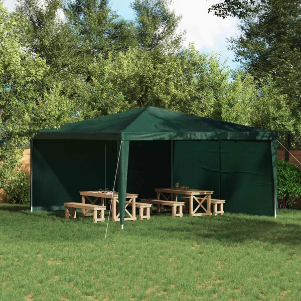 Mur de tente de fête 2 pcs Vert 400 x 195 cm PE et acier