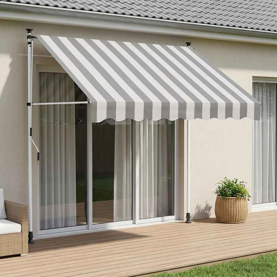 Auvent rétractable manuel Anthracite et blanc 400 cm