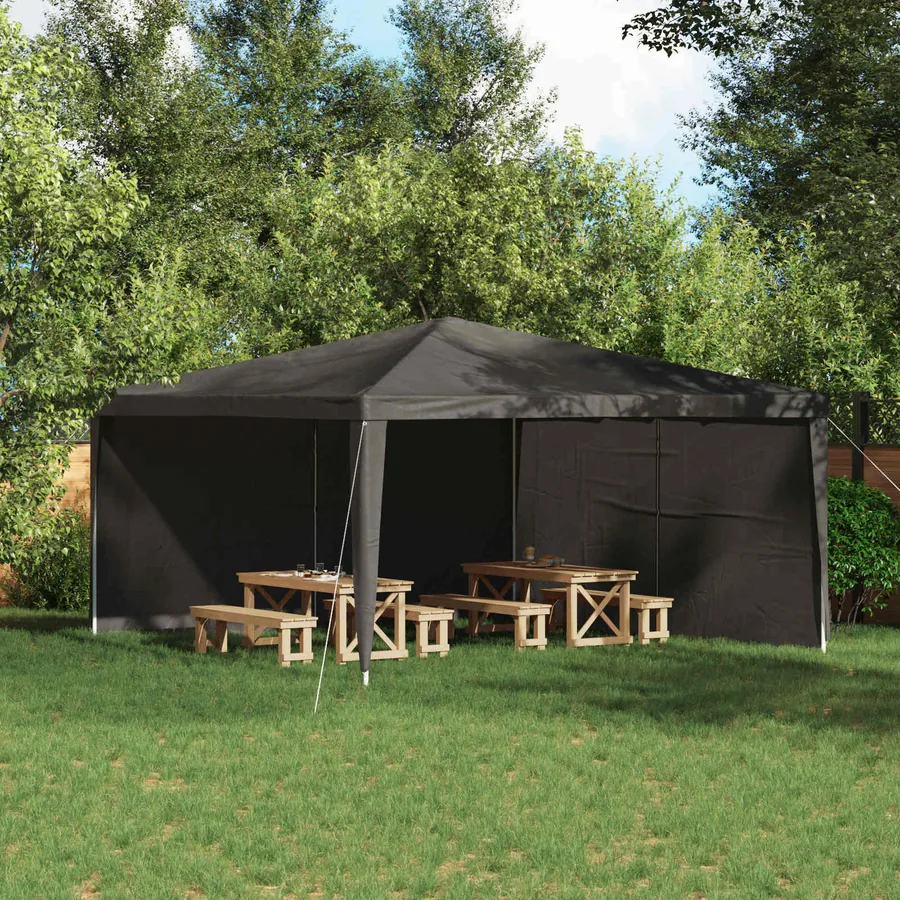 Mur de tente de fête 2 pcs Anthracite 400 x 195 cm PE et acier