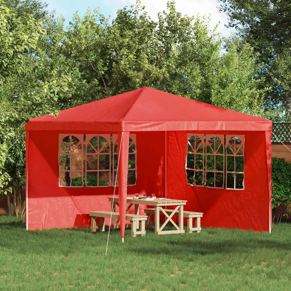 Mur de tente de fête 2 pcs 300 x 195 cm Rouge PE et acier