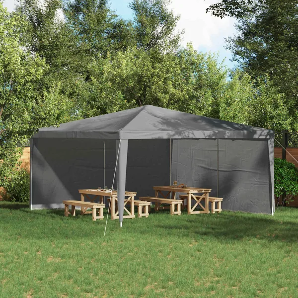 Mur de tente de fête 2 pcs Gris clair 400 x 195 cm PE et acier