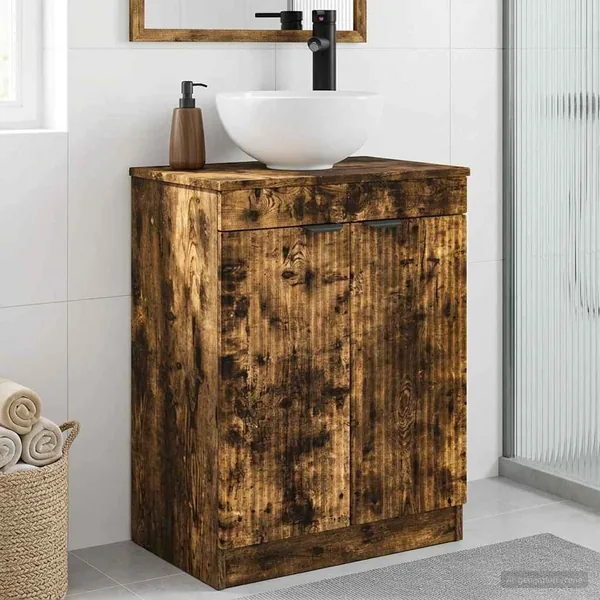 Meuble de salle de bain avec évier Chêne fumé 54 x 35 x 83 cm