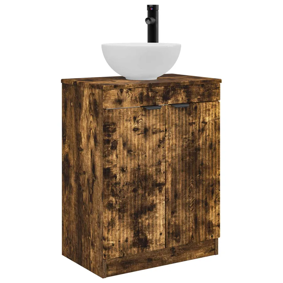 Meuble de salle de bain avec évier Chêne fumé 54 x 35 x 83 cm - 2