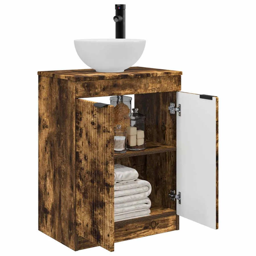 Meuble de salle de bain avec évier Chêne fumé 54 x 35 x 83 cm - 3