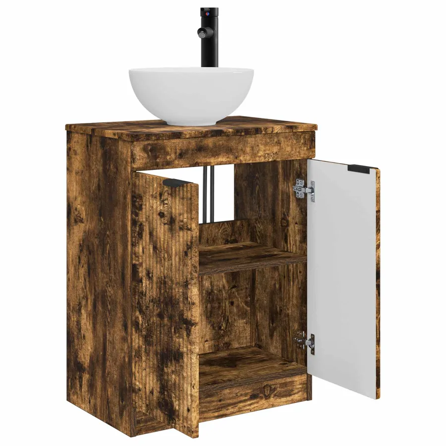 Meuble de salle de bain avec évier Chêne fumé 54 x 35 x 83 cm - 4