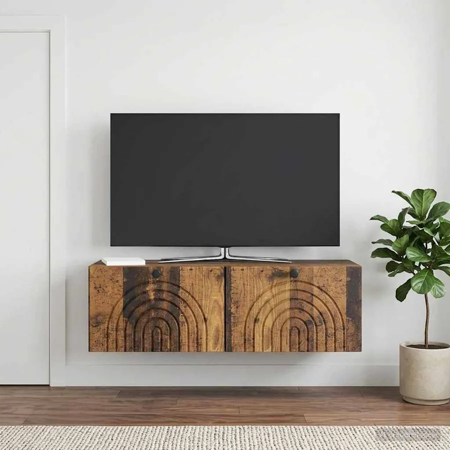 Meuble TV mural Bois ancien 98 x 31 x 30 cm Bois d'ingénierie
