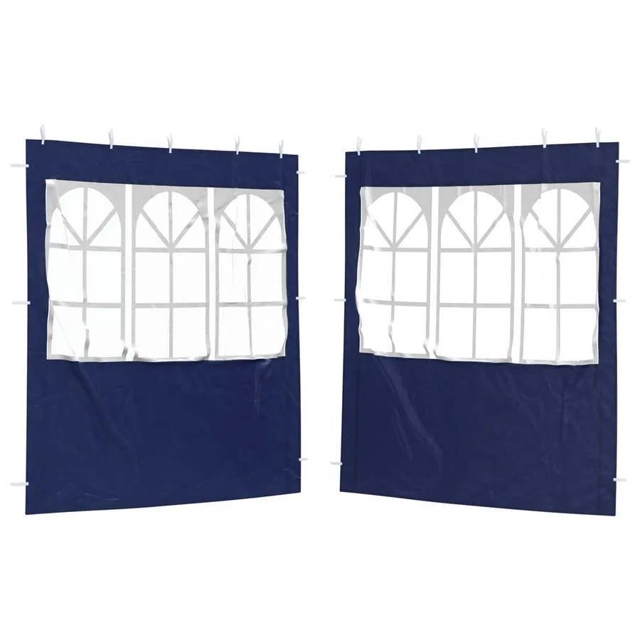 Mur de tente de fête 2 pcs 200 x 195 cm Bleu PE et acier - 2