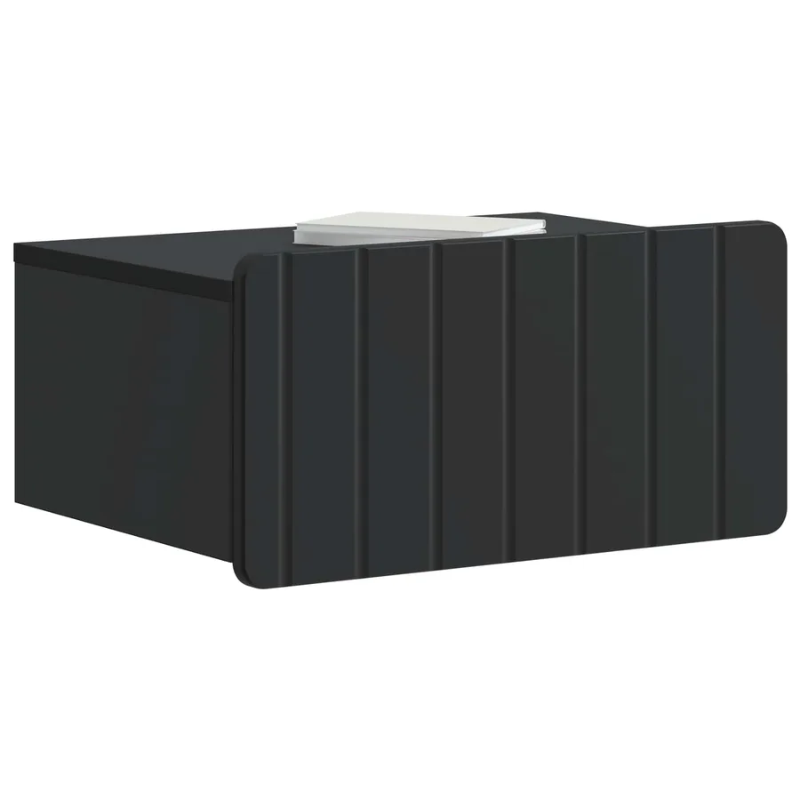 Cabinet de chevet mural avec tiroir Noir 49 x 34,5 x 24 cm - 3