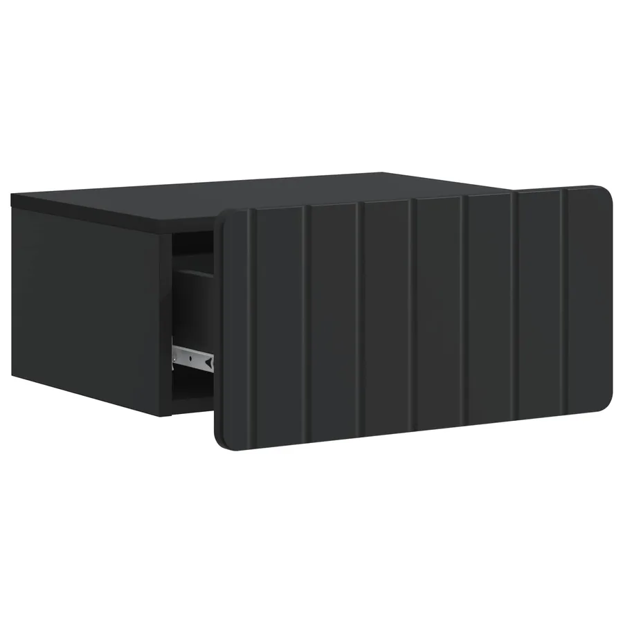 Cabinet de chevet mural avec tiroir Noir 49 x 34,5 x 24 cm - 4