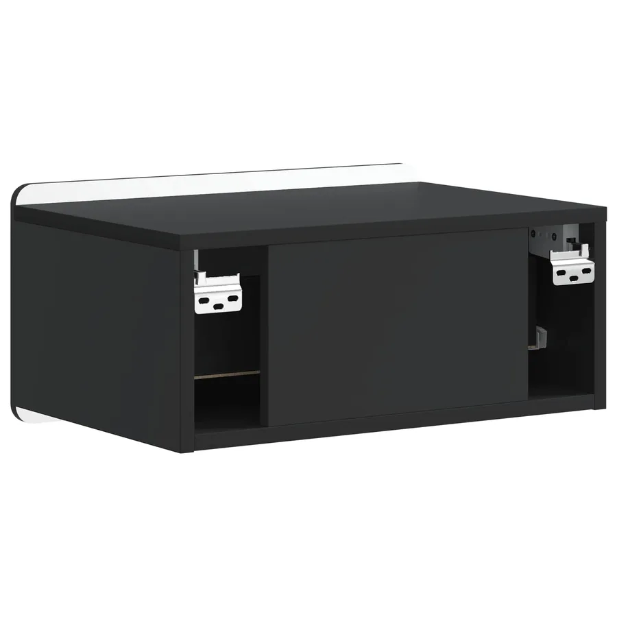 Cabinet de chevet mural avec tiroir Noir 49 x 34,5 x 24 cm - 7