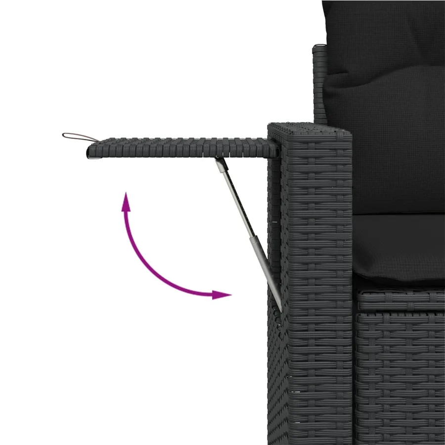Salon de jardin 5 pcs avec coussins noir résine tressée - 8