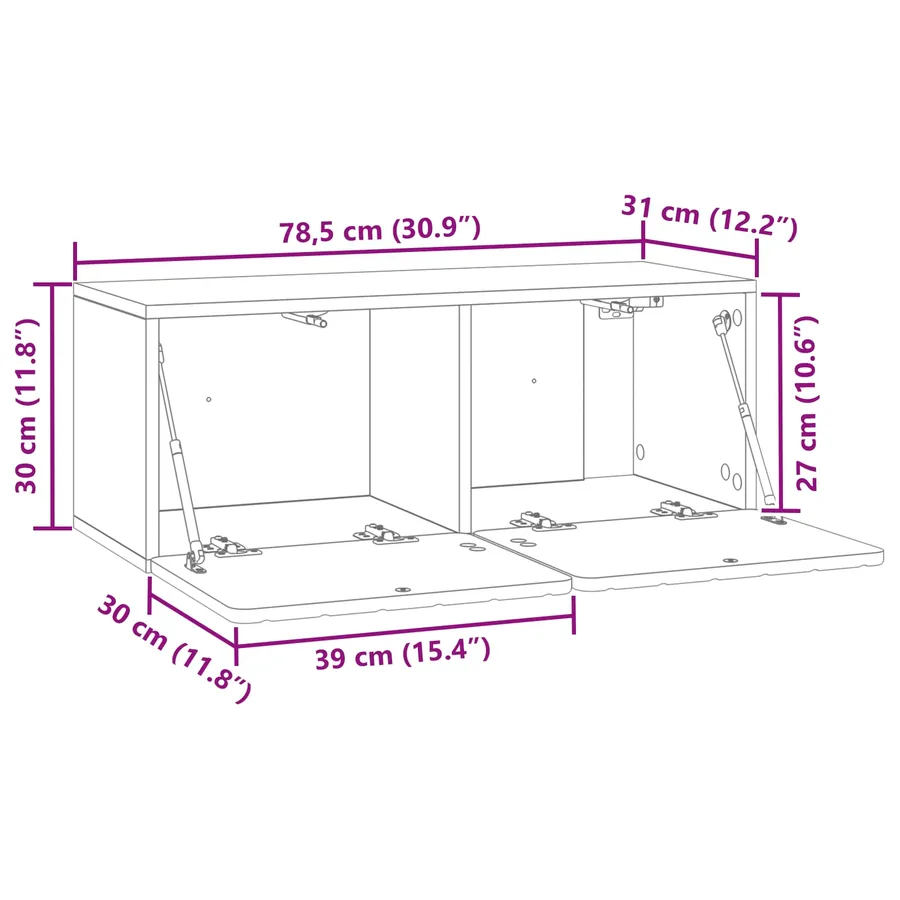 Meuble TV mural 78,5 x 31 x 30 cm Blanc brillant - 11