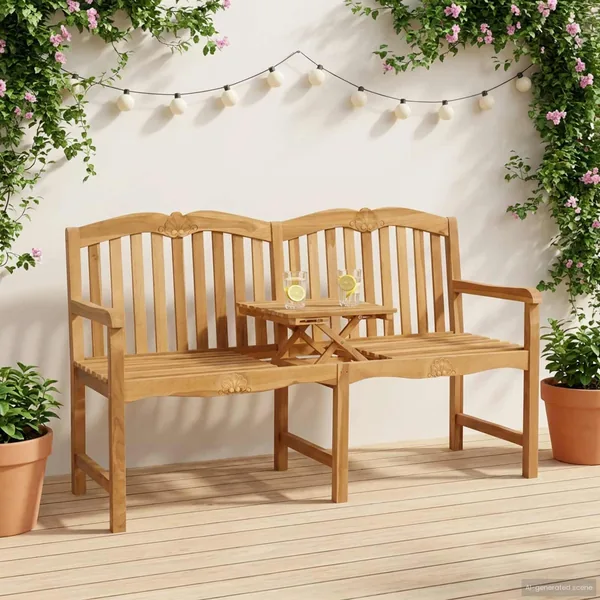 Banc en Bois Sculpté en Rose 155 x 60 x 94 cm Naturel