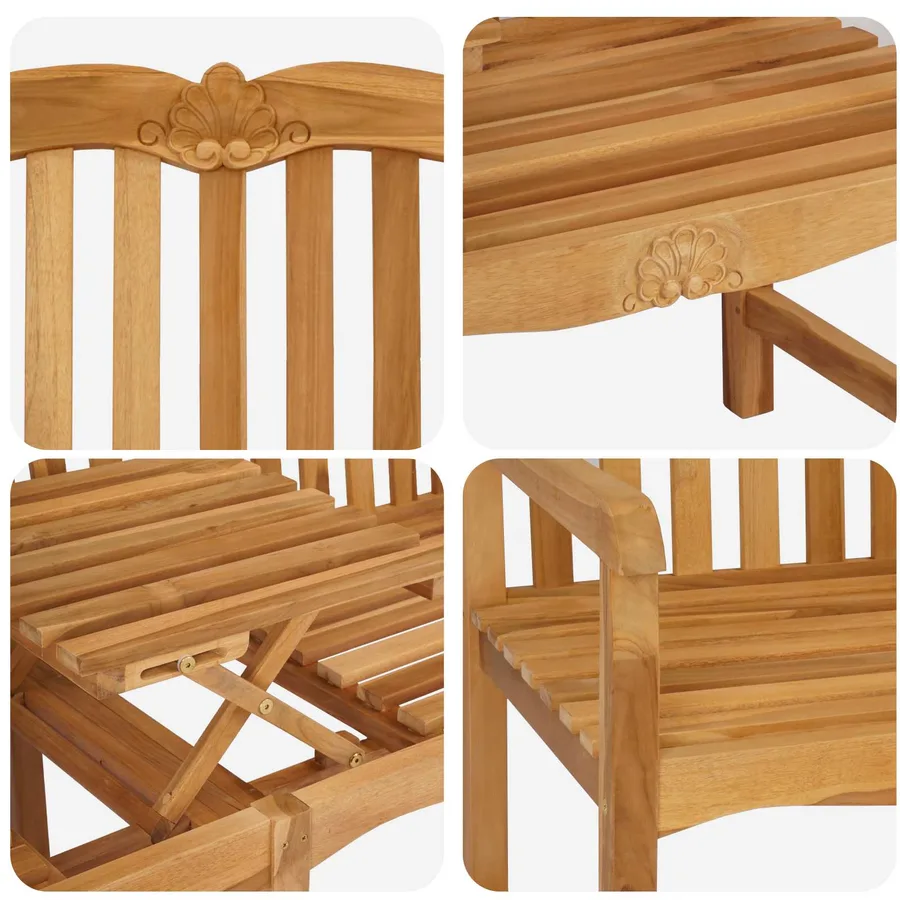 Banc en Bois Sculpté en Rose 155 x 60 x 94 cm Naturel - 7