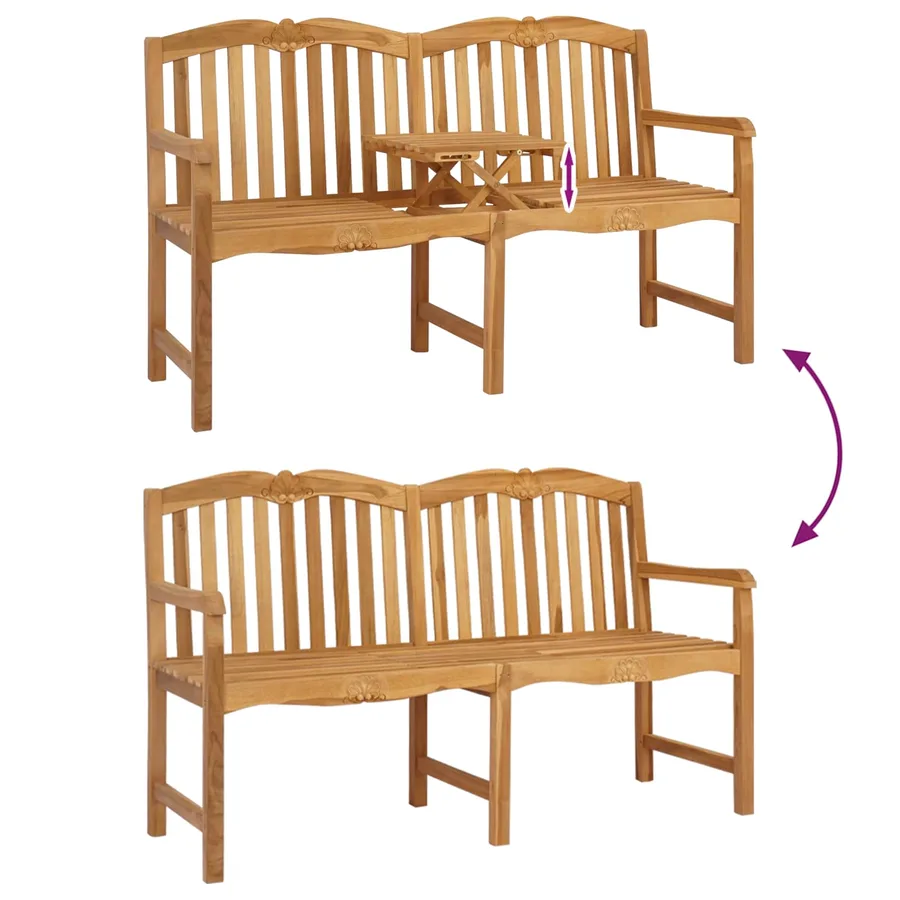 Banc en Bois Sculpté en Rose 155 x 60 x 94 cm Naturel - 8