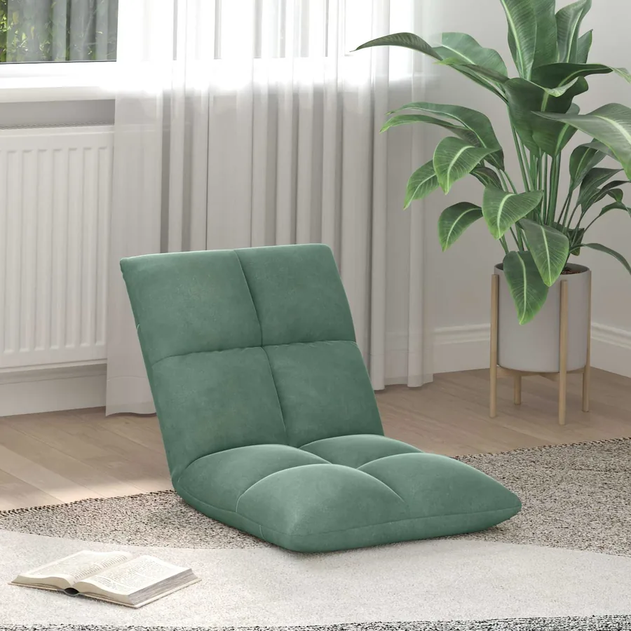 Fauteuil de sol ajustable Vert Mer Velours