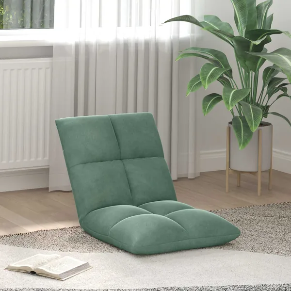 Fauteuil de sol ajustable Vert Mer Velours