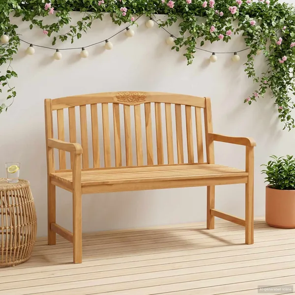 Banc en Bois Sculpté en Rose 114 x 60,5 x 95 cm Naturel