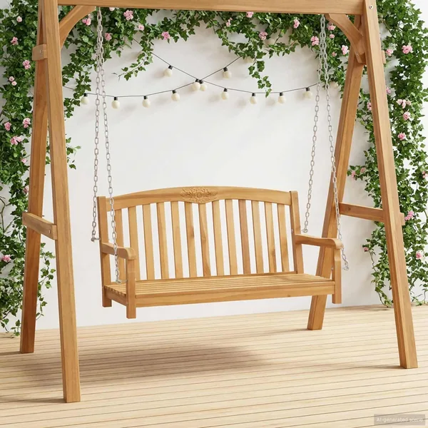 Banc Balançoire 114 x 61 x 61,5 cm Bois de teck massif Naturel
