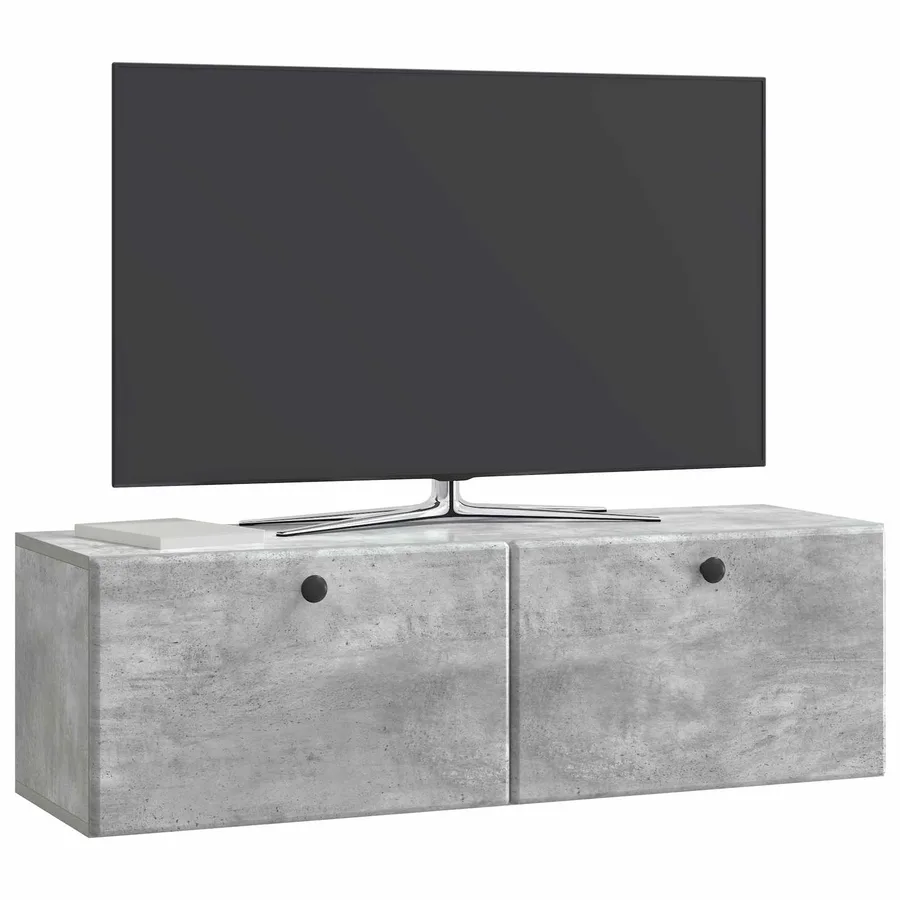 Meuble TV mural 98 x 31 x 30 cm Gris béton Bois d'ingénierie - 3