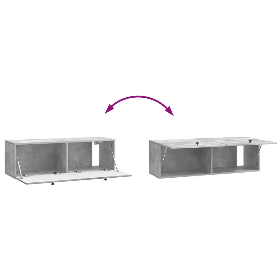 Meuble TV mural 98 x 31 x 30 cm Gris béton Bois d'ingénierie - 8