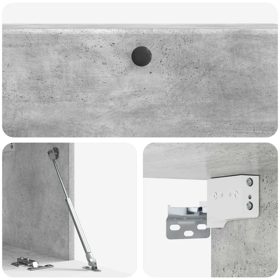 Meuble TV mural 98 x 31 x 30 cm Gris béton Bois d'ingénierie - 9