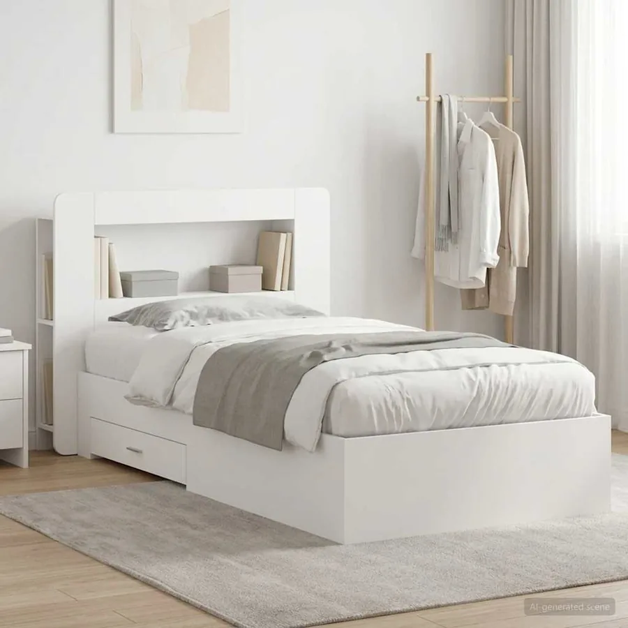 Cadre de lit avec rangement Blanc 80 x 200 cm Bois d'ingénierie