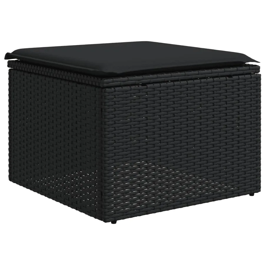 Salon de jardin 10 pcs avec coussins noir résine tressée - 6