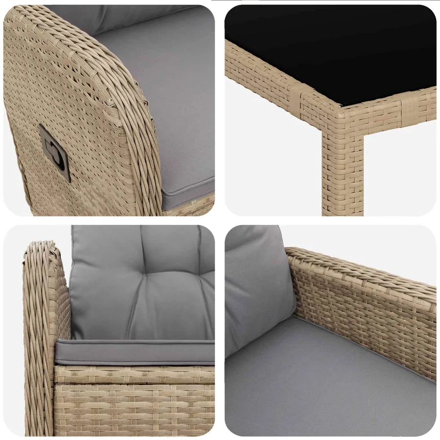 Ensemble de repas extérieur 7 pcs Beige et Gris clair - 7