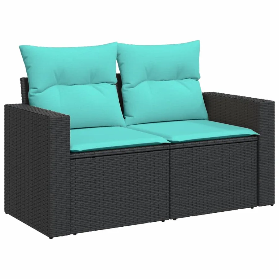 Salon de jardin avec coussins 13 pcs noir résine tressée - 4