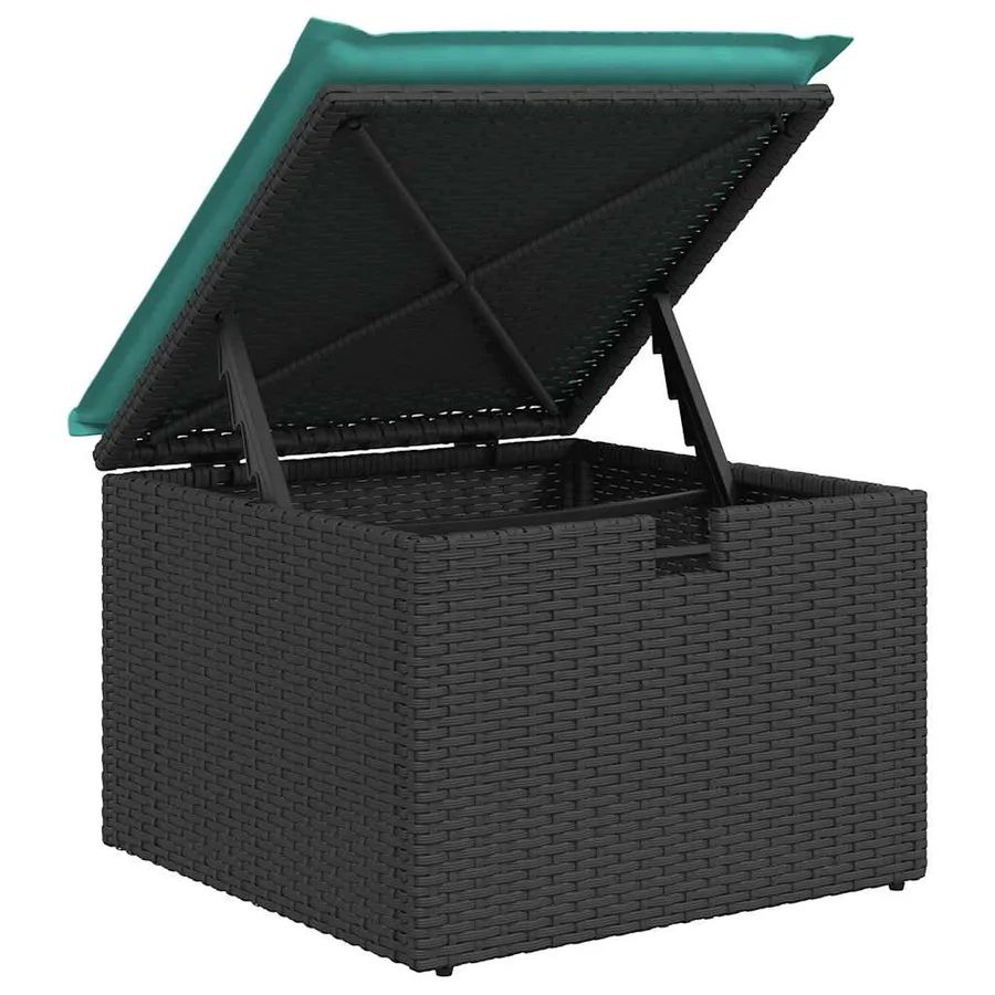 Salon de jardin 8 pcs avec coussins noir résine tressée - 11