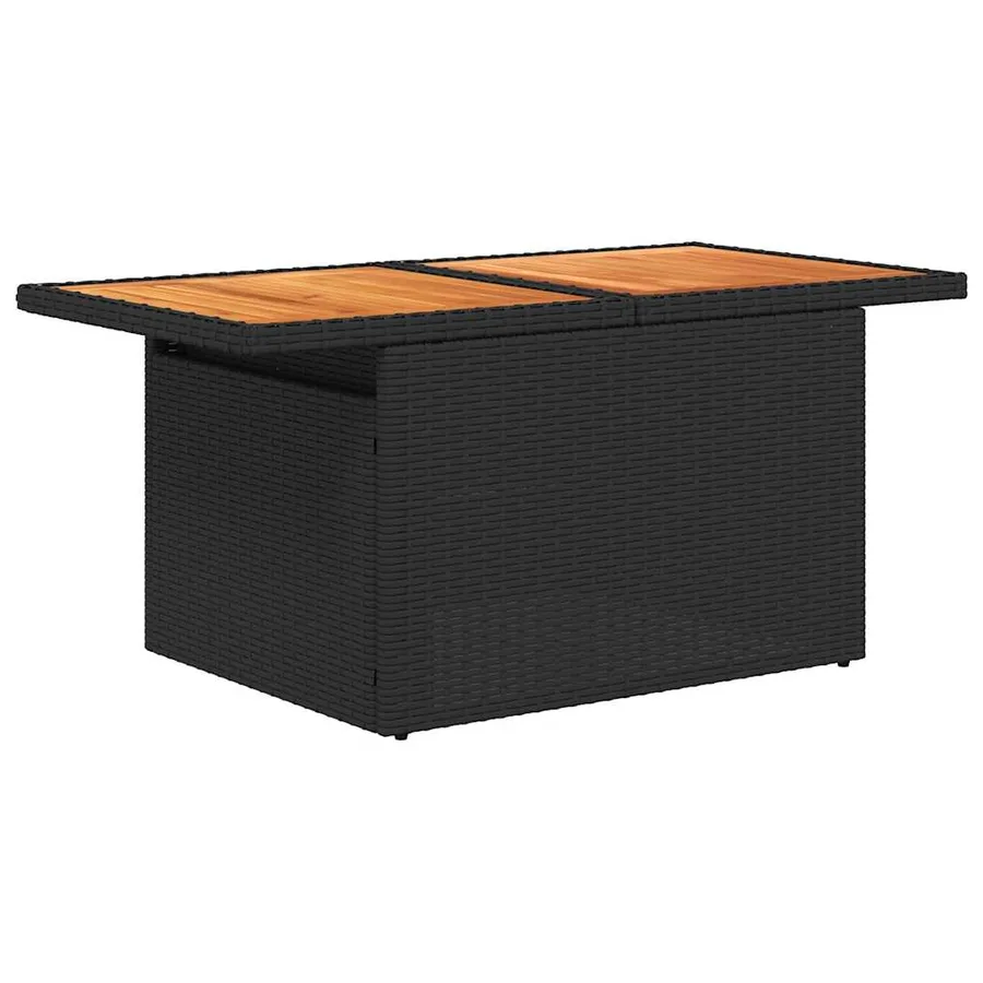 Salon de jardin 10 pcs avec coussins noir résine tressée acacia - 7